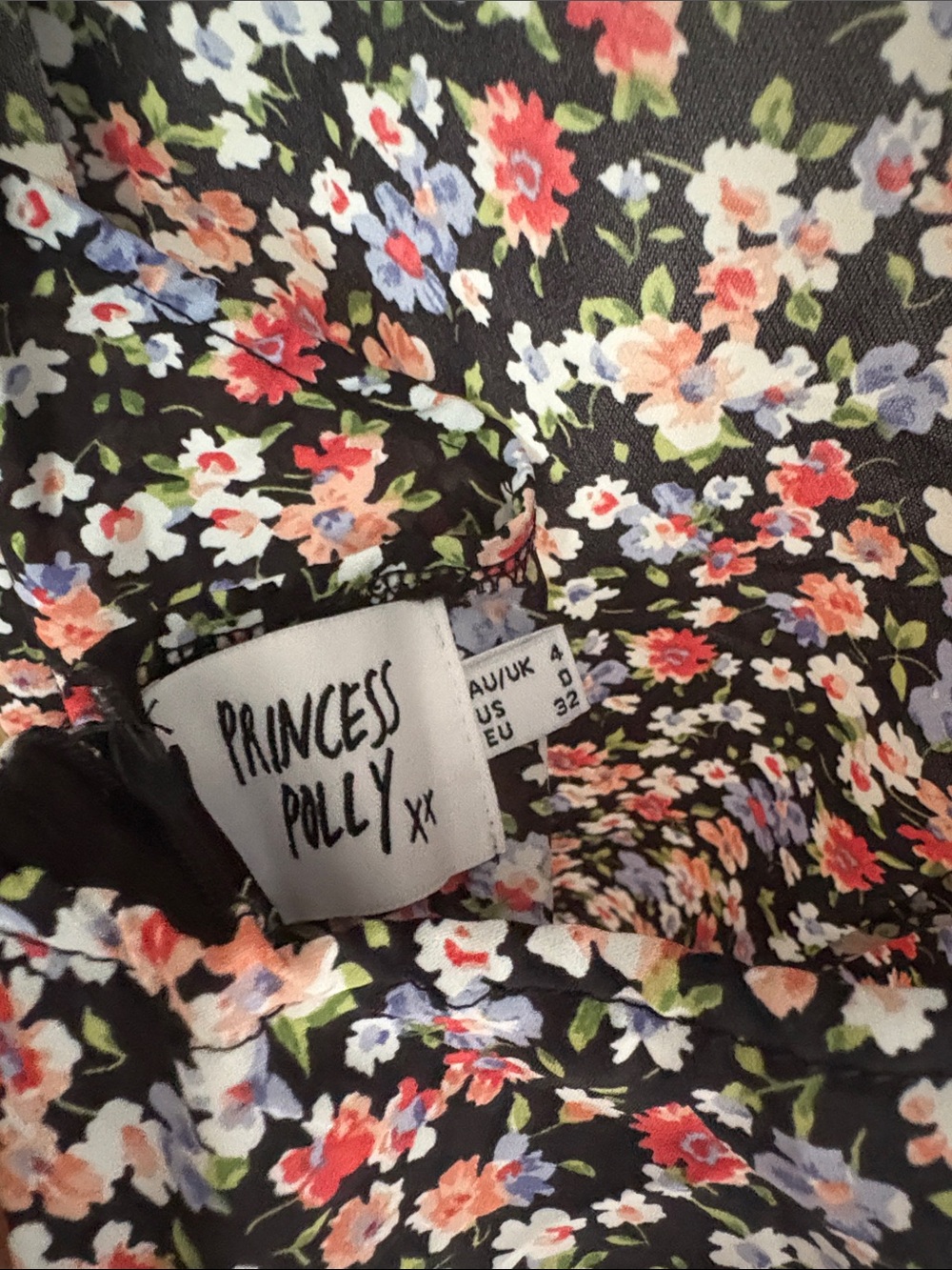 Princess Polly Black Floral V-Neck Maxi Dress with Pink & White Blossoms - Picture 2 of 3